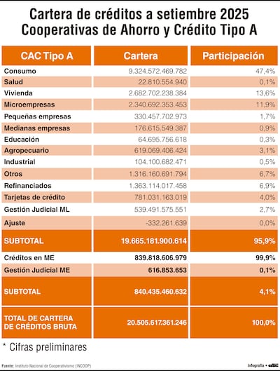 Consumo y vivienda explican más del 60% de la cartera de créditos Tipo A